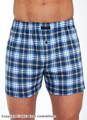 Boxershorts, bomull av høy kvalitet, uten gylf, rutete mønster